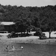 Postcard, Concession Building and Lake View, Meridian State Park, c. 1945