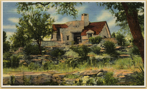 Postcard, Administration Building, Longhorn Cavern State Park, c. 1941 Postcard, Administration Building, Longhorn Cavern State Park, c. 1941